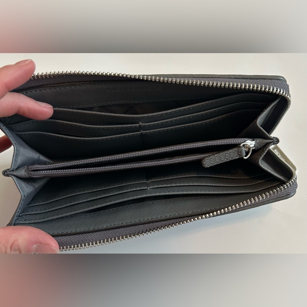 Michael Kors Monogram Zip-Around Wallet in Gray - Picture 4 of 4